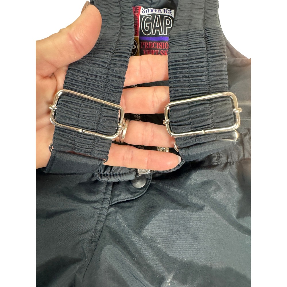 Vintage GAP Silver Ice Kids XS Snow Bibs Ski Overalls Black 80s 90s Outdoor - Picture 4 of 9